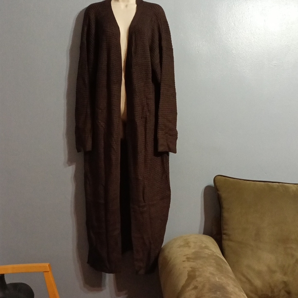 Shein Plus drop shoulder open front split hem cardigan 2xl - Picture 4 of 17